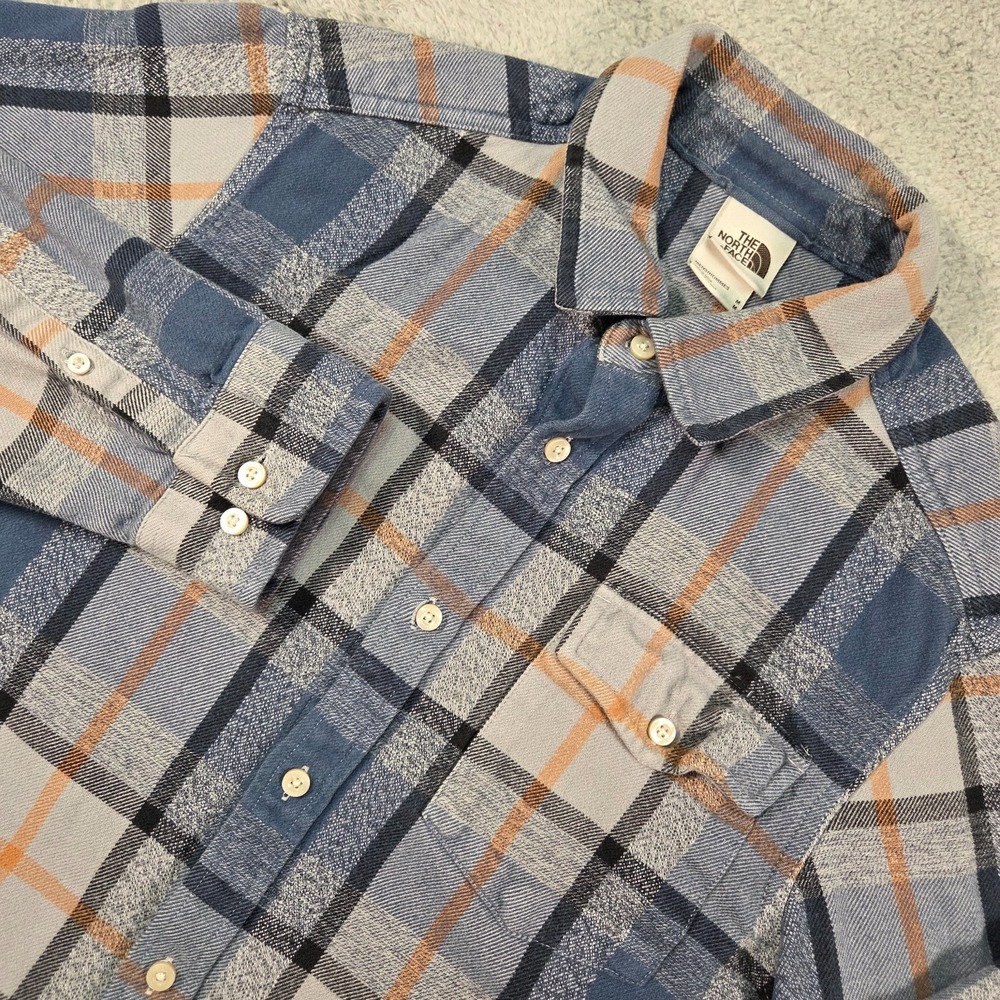 North Face Arroyo Flannel Shirt Mens Medium Blue Plaid Organic Cotton Gorpcore
